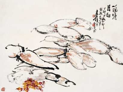王个簃 藕塘清趣 镜心